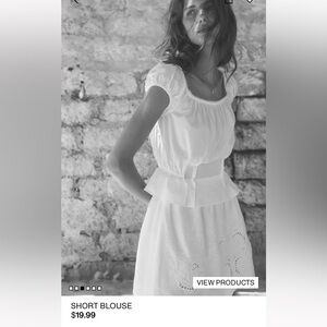 Eyelet Embroidery set  White Short Blouse Top & Skirt H&M